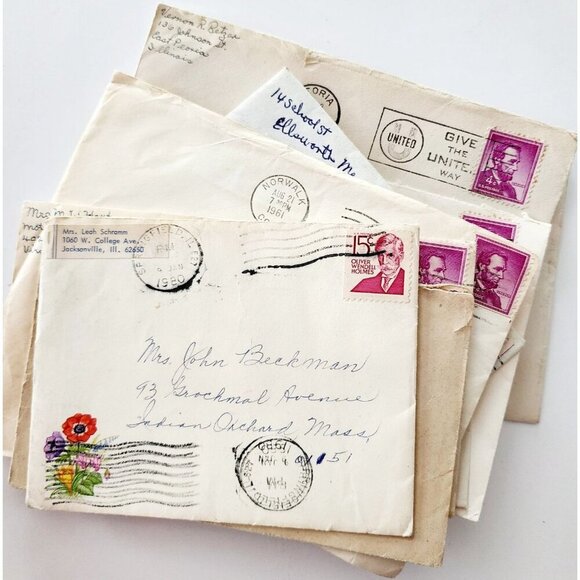 1960s-80s Envelopes Stamps Vintage Ephemera Bundle Lot Of 39 Pcs Crafts LGDWB6 - Picture 5 of 6